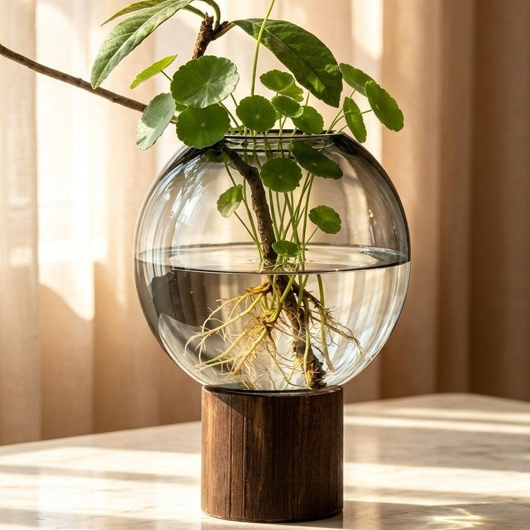 Modern Wooden Pier Glass Vase for Natural Home Flower Décor