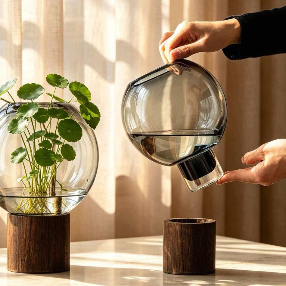 Modern Wooden Pier Glass Vase for Natural Home Flower Décor