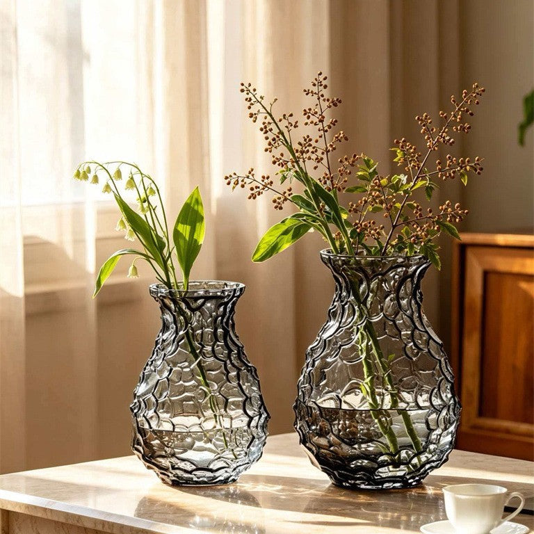 Small-Mouth Glass Vase for Fresh Flowers & Hydroponic Plants