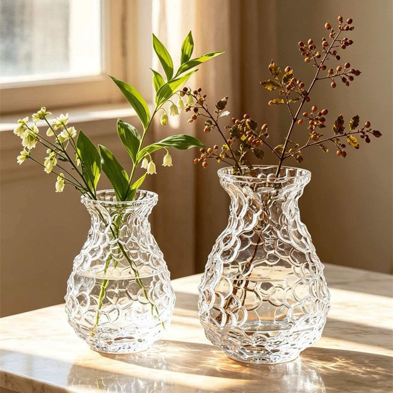 Small-Mouth Glass Vase for Fresh Flowers & Hydroponic Plants