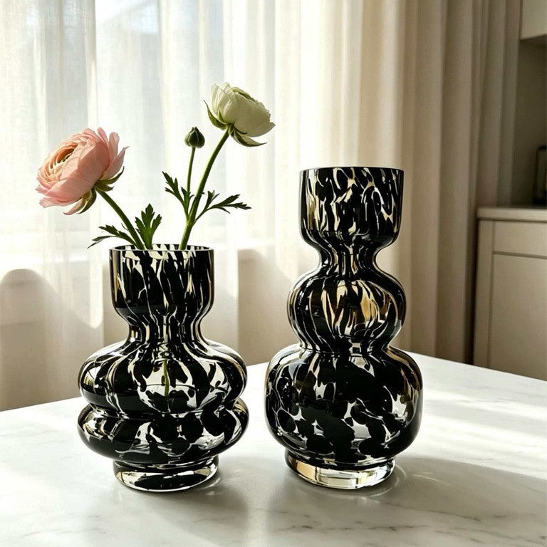 Creative Ink Texture Glass Vase for Elegant Home Flower Décor