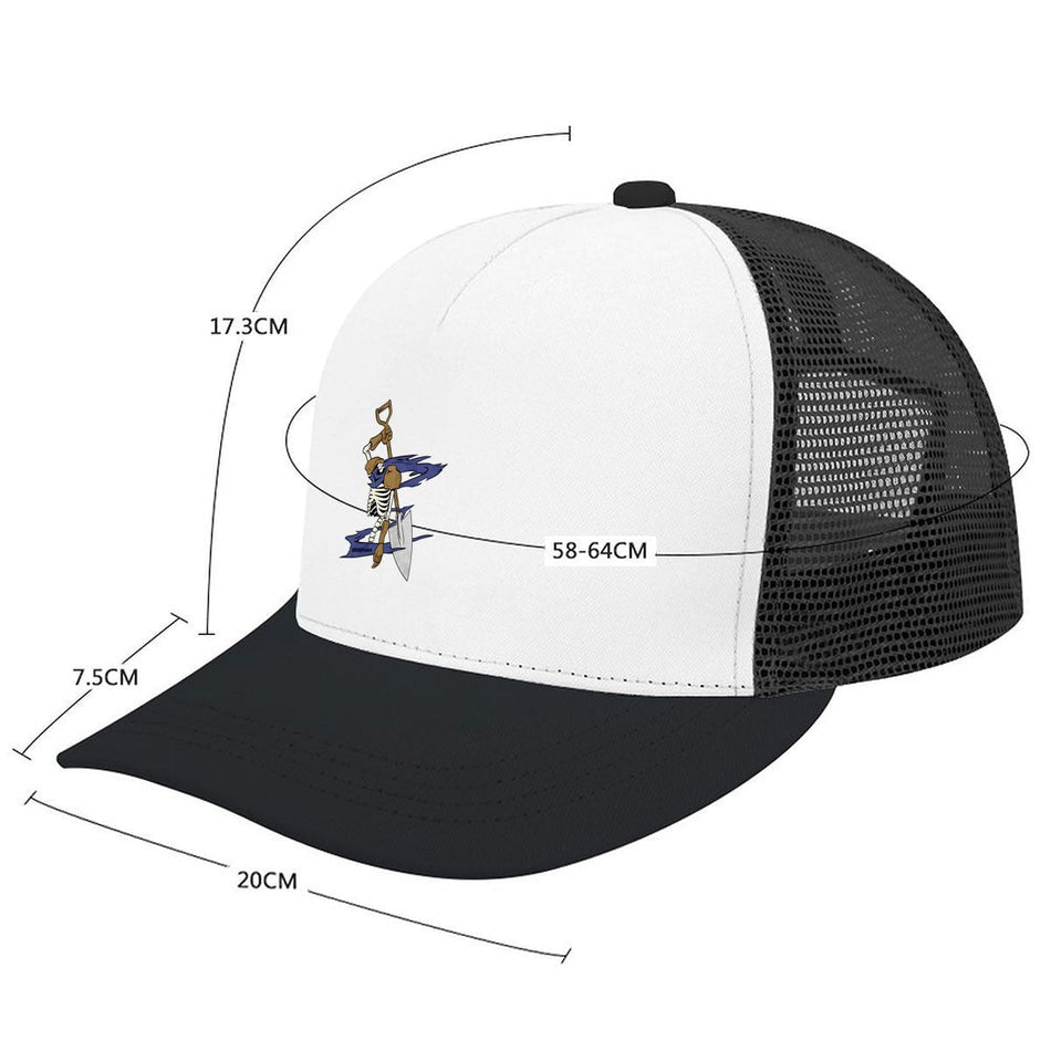 Undertaker Skeleton Grim Reaper Shovel Mesh Baseball Cap