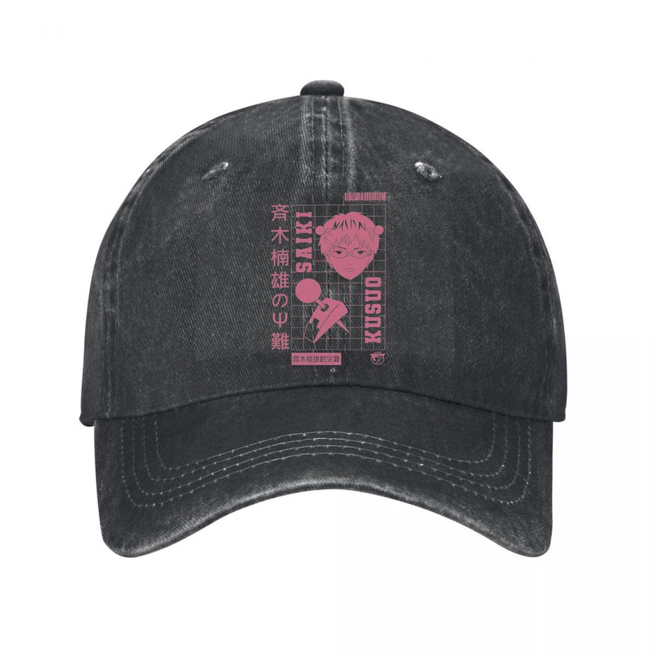 Saiki Kusuo Anime Japanese Graphic Washed Baseball Cap