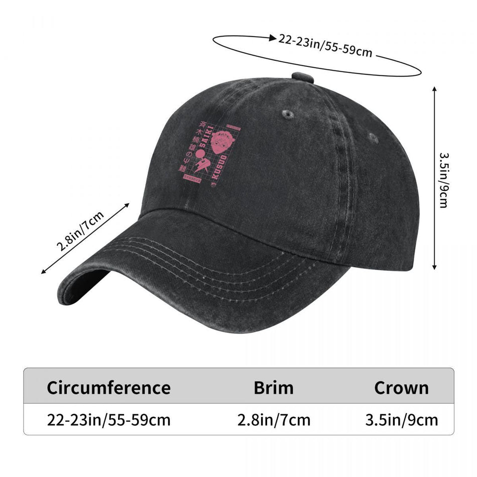Saiki Kusuo Anime Japanese Graphic Washed Baseball Cap