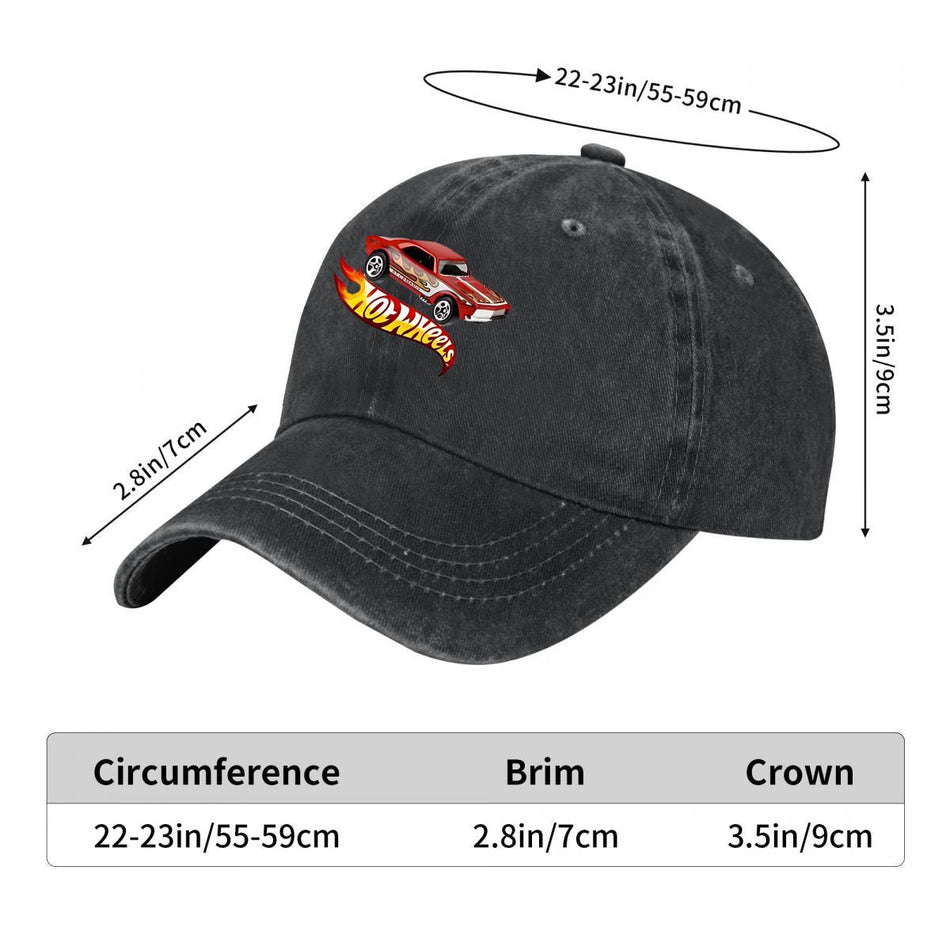 Hot Wheels Red Flame Car Graphic Unisex Casual Baseball Cap