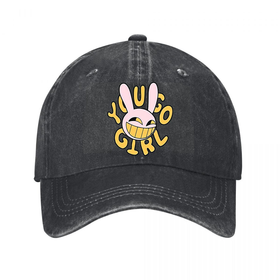 Psycho Girl Smiling Bunny Face Unisex Casual Baseball Cap