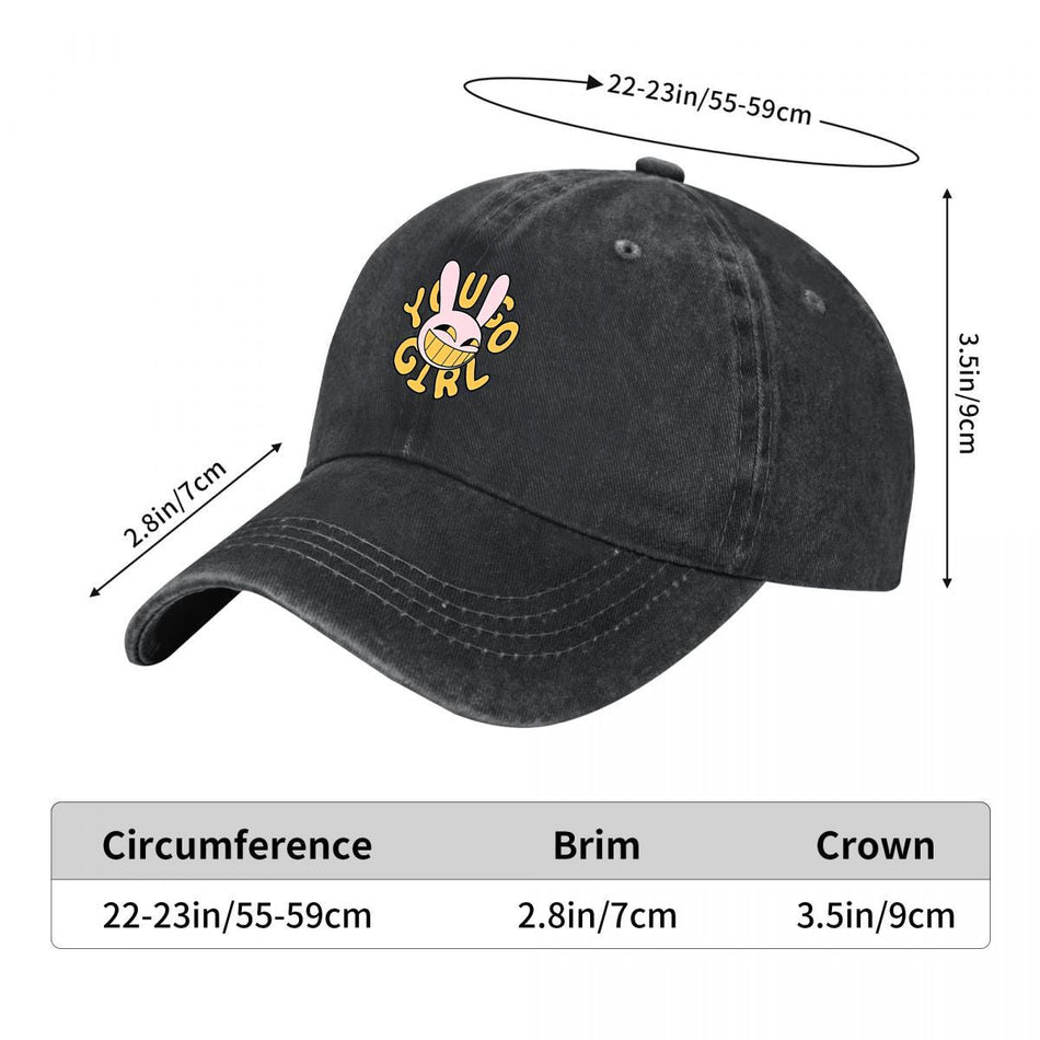 Psycho Girl Smiling Bunny Face Unisex Casual Baseball Cap