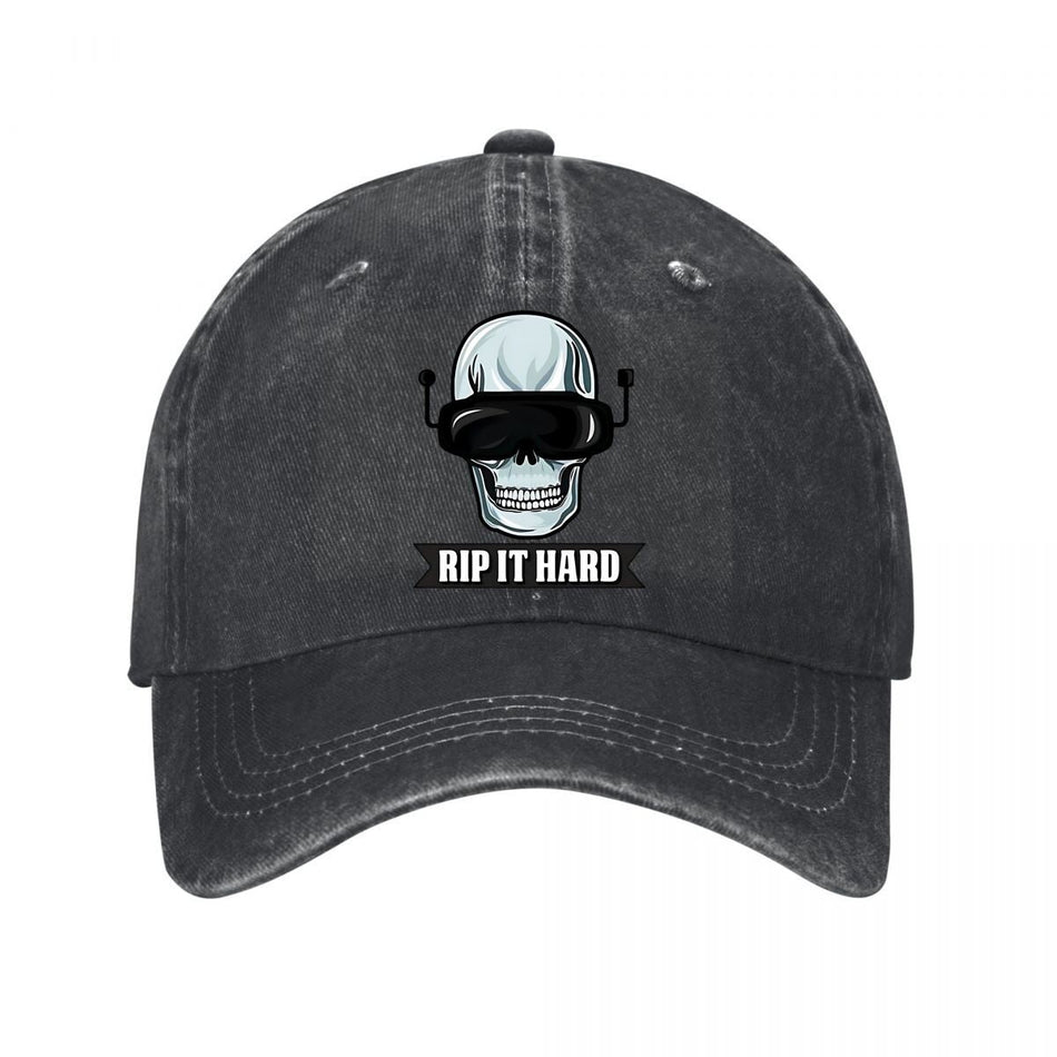 Rip It Hard Skull VR Graphic Washed Baseball Cap