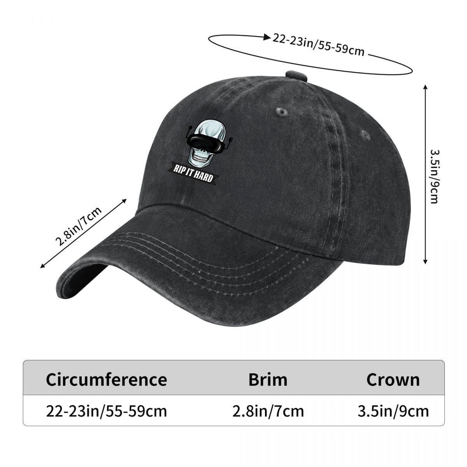 Rip It Hard Skull VR Graphic Washed Baseball Cap