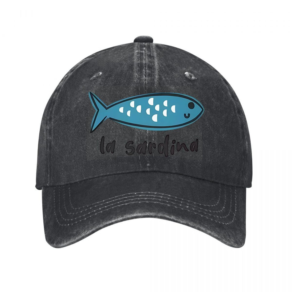 La Sardina Blue Fish Graphic Unisex Casual Baseball Cap