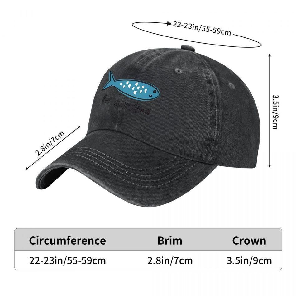 La Sardina Blue Fish Graphic Unisex Casual Baseball Cap