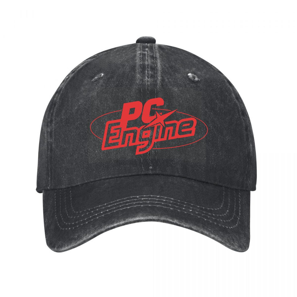 PC Engine Logo Red Star Washed Baseball Cap