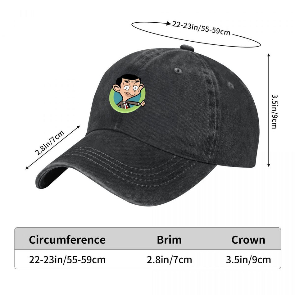 Mr Bean Cartoon Character Portrait Washed Baseball Cap