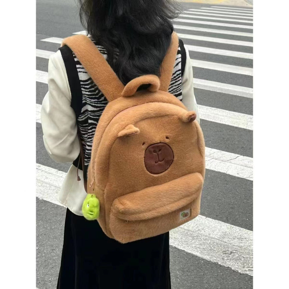 Cute Plush Dolphin Puffer Backpack for School and Travel