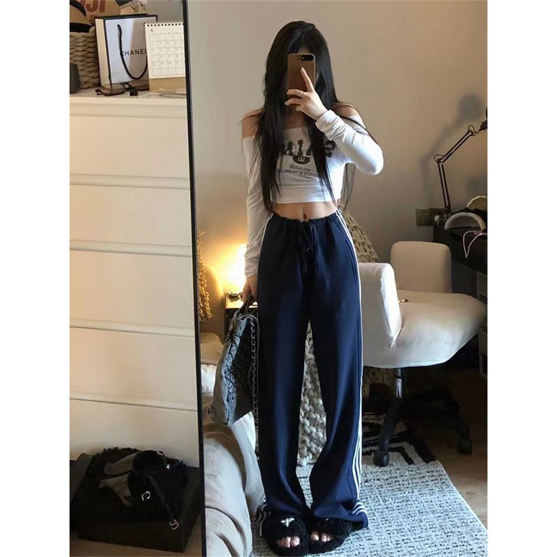 Women's Off-Shoulder Letter Print Long Sleeve Slim Fit T-Shirt