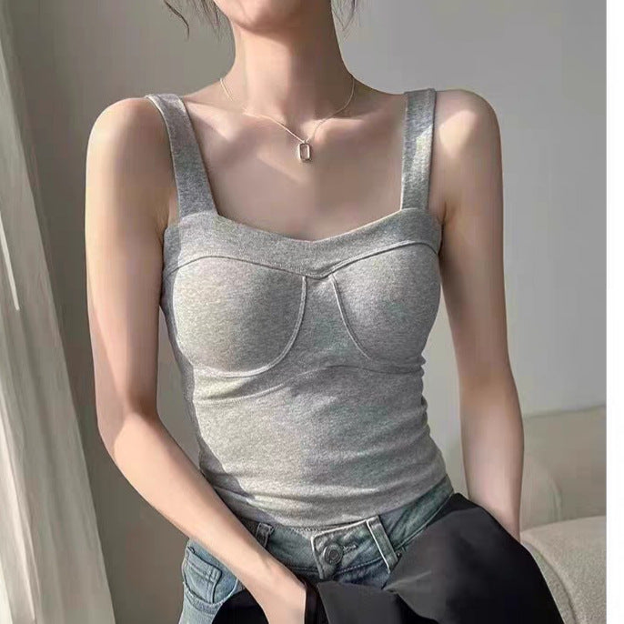 Women's Backless Padded Wide Strap Tank Top