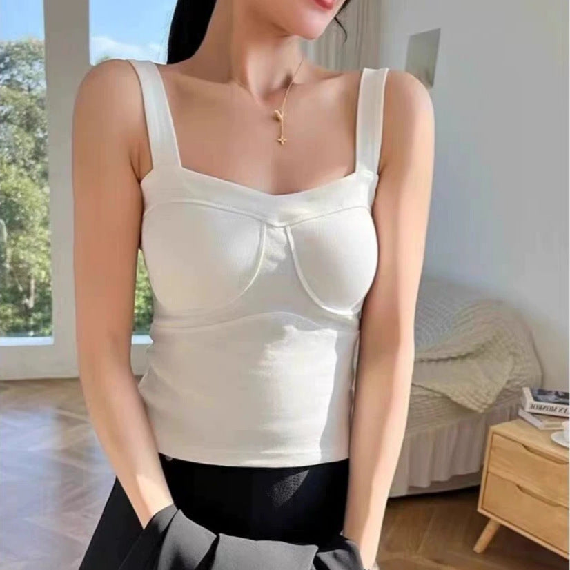 Women's Backless Padded Wide Strap Tank Top