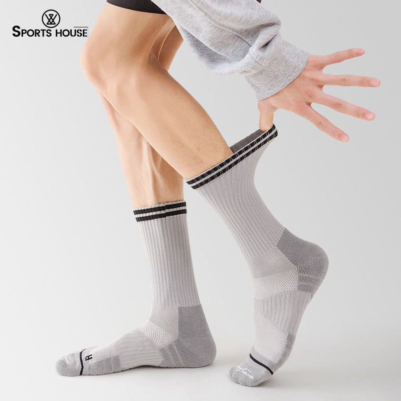 Men's Mid-Calf Solid Color Casual Street Sports Socks