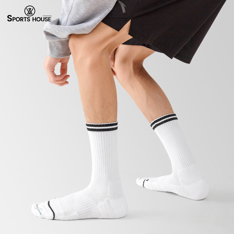 Men's Mid-Calf Solid Color Casual Street Sports Socks