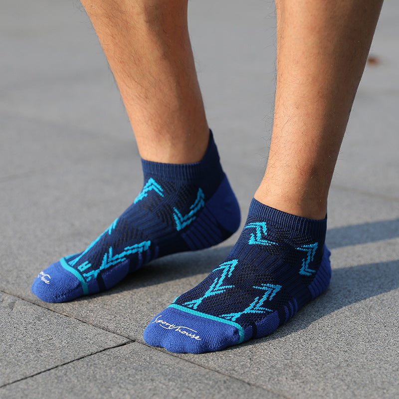 Men's Thick Towel Sole Marathon Running Low-Cut Sports Socks
