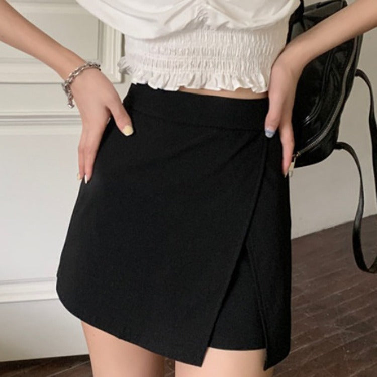 Women's High-Waisted A-Line Slit Mini Skirt Shorts