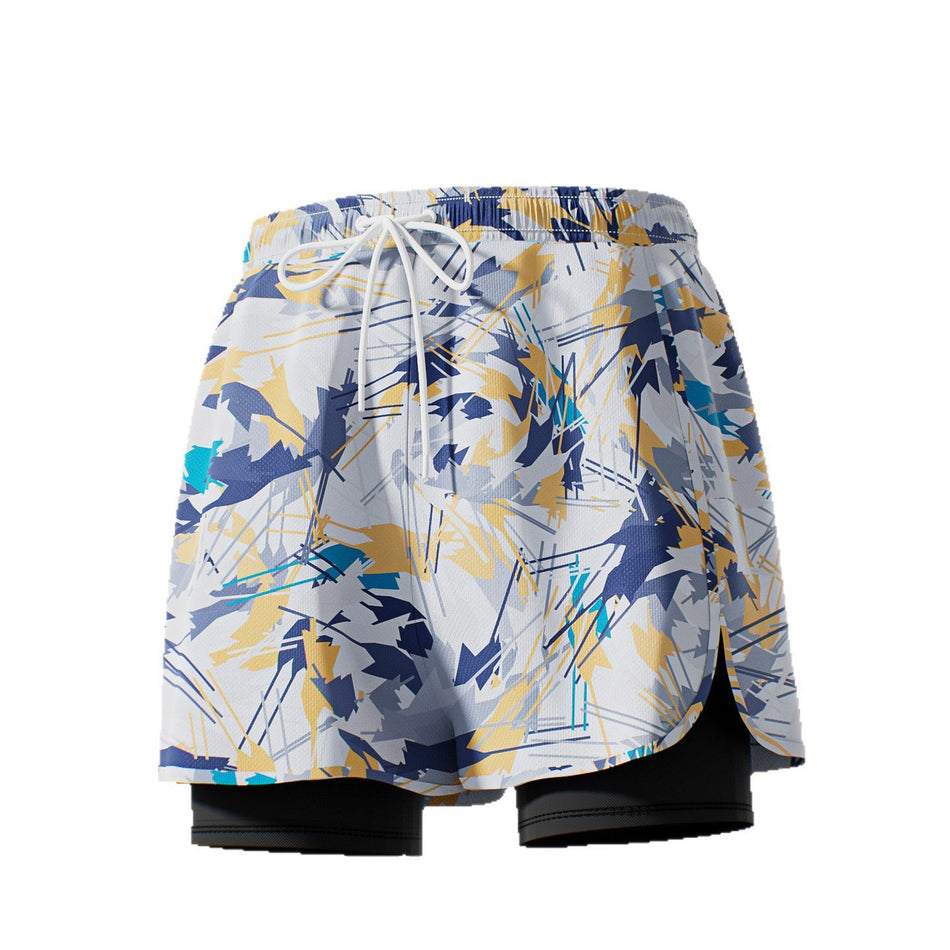 Men's Double Layer Quick Dry Two Piece Swim Trunks Set