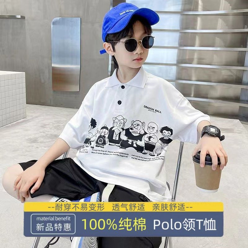 Boys 100% Cotton Polo Shirt Casual School T-Shirt