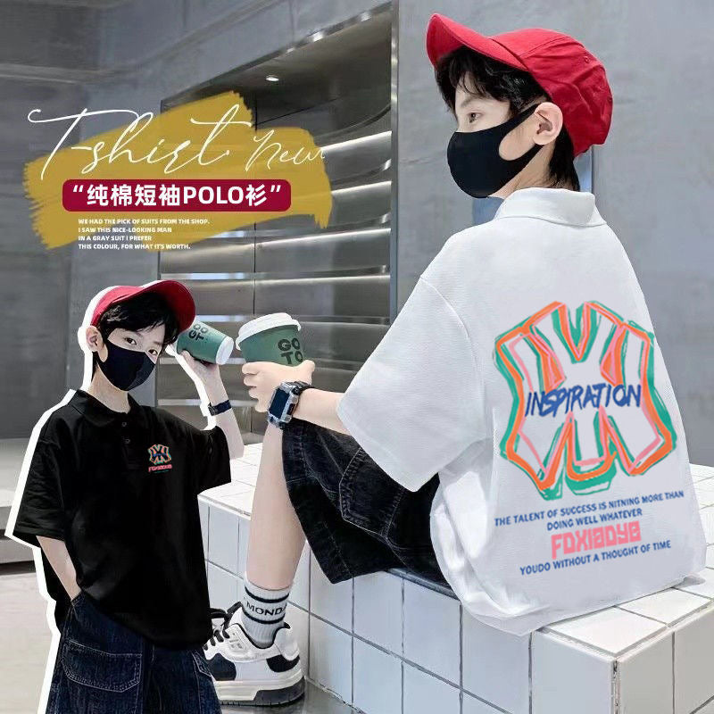 Boys Polo Collar Short Sleeve Casual T-Shirt