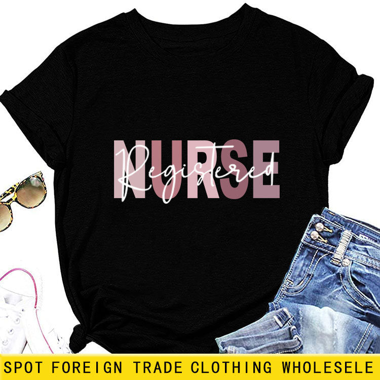 Women's Nurse Graphic Cotton Crew Neck Short Sleeve T-Shirt