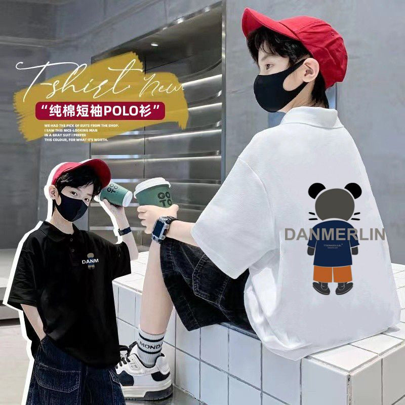 Boys 100% Cotton Polo Collar Short Sleeve T-Shirt