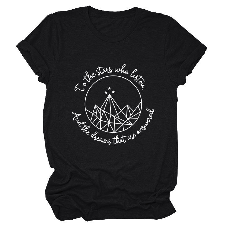 Women's Cotton Graphic Quote Crew Neck Loose Fit T-Shirt