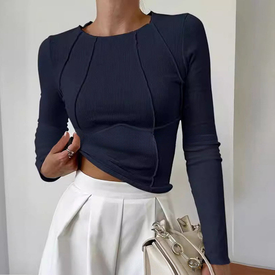 Women's Slim Fit Cutout Long Sleeve Crop T-Shirt