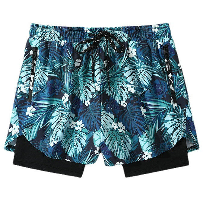 Men's Loose Double Layer Anti Embarrassment Swim Trunks