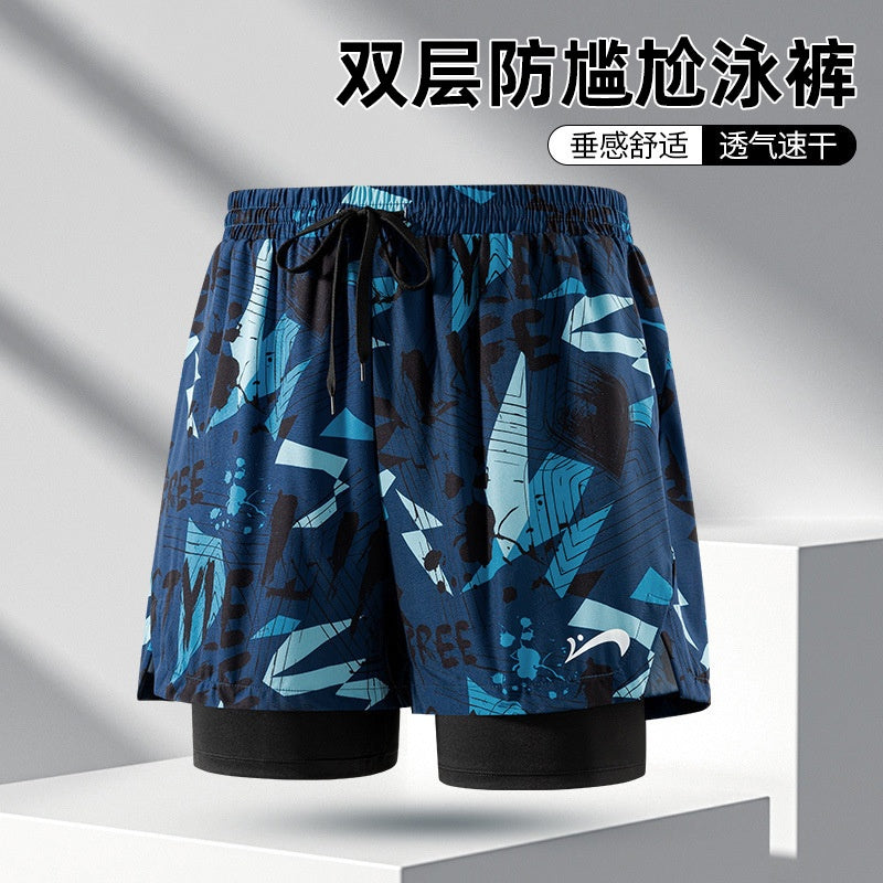 Men's Loose Quick Dry Boxer Anti Embarrassment Swim Trunks