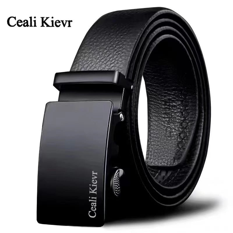 Men's Automatic Buckle Leather Belt with Casual Kangaroo Style