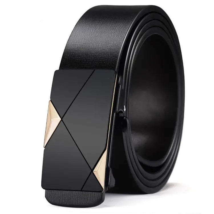 Men's Automatic Buckle PU Leather Belt with Simple Casual Style