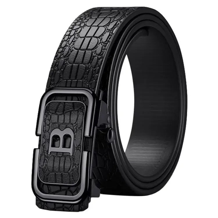 Men's Automatic Buckle PU Leather Belt with Simple Casual Style