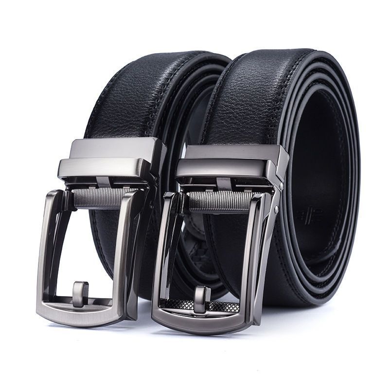 Men's Two-Layer Cowhide Leather Belt with Automatic Buckle