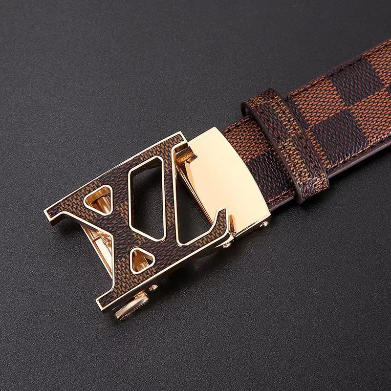 Men's Automatic Buckle PU Leather Belt with Letter Design