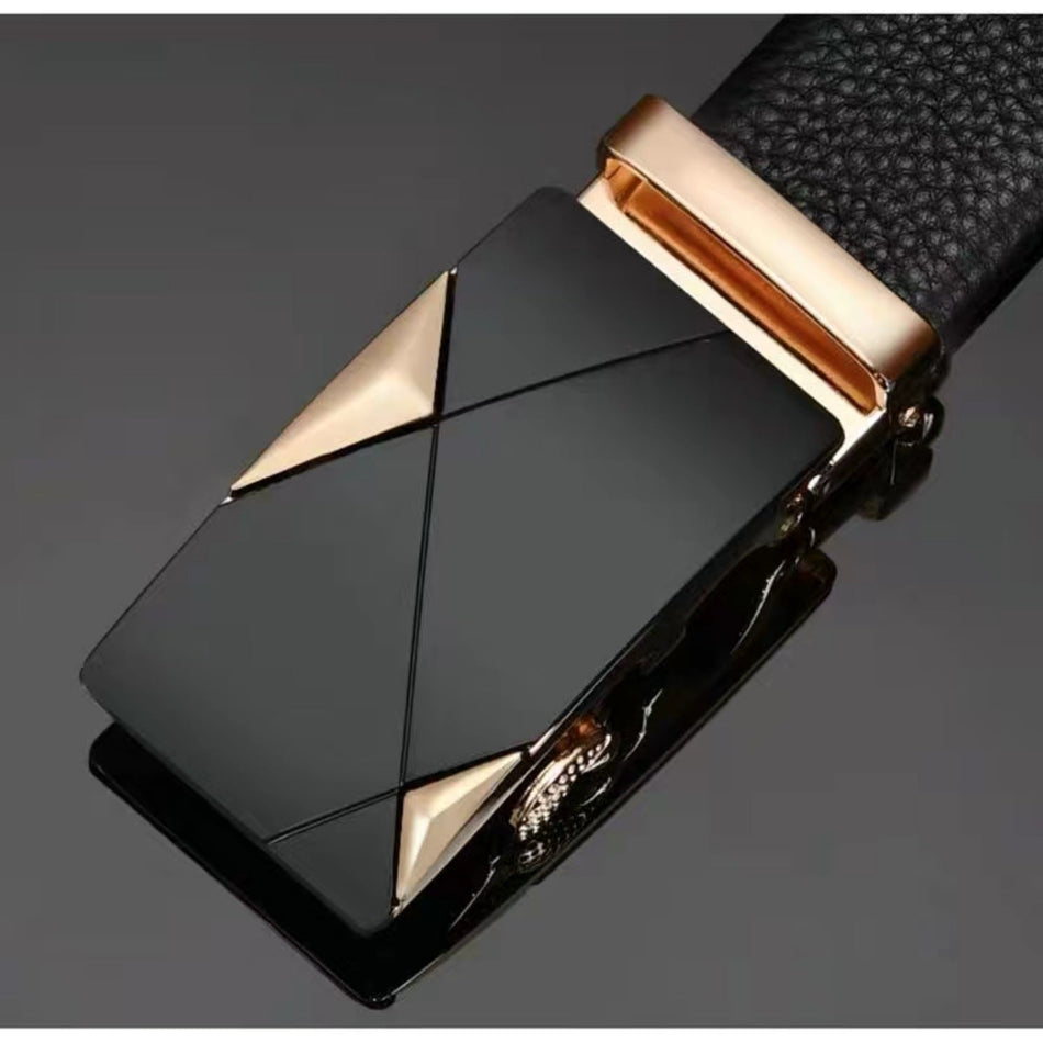 Men's Faux Leather Automatic Buckle Belt with Business Style