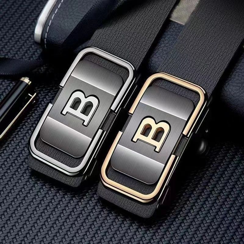 Men's Letter B Automatic Buckle Faux Leather Business Belt