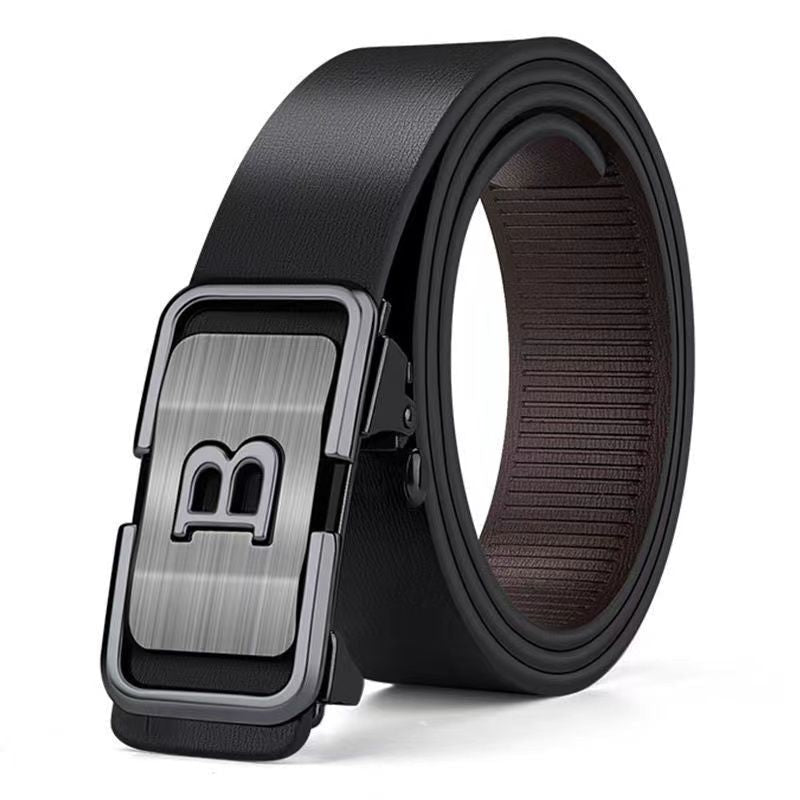 Men's Letter B Automatic Buckle Faux Leather Business Belt