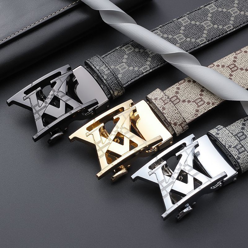 Men's Alloy VK Automatic Buckle Faux Leather Business Belt