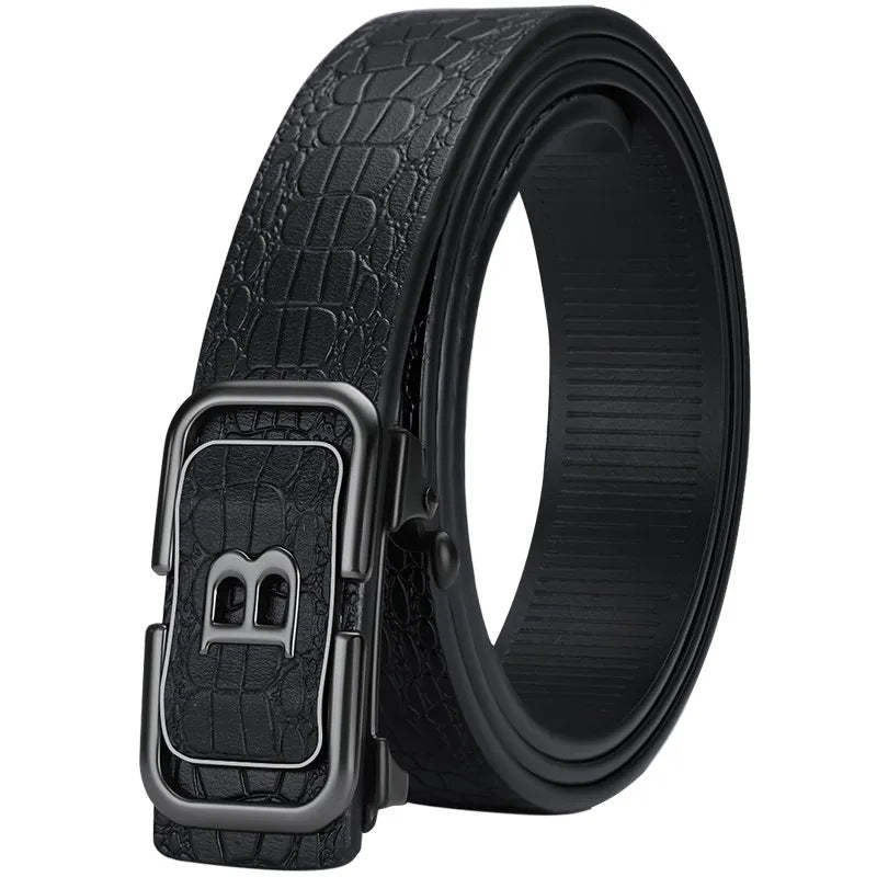 Men's B Buckle Crocodile Pattern PU Automatic Belt