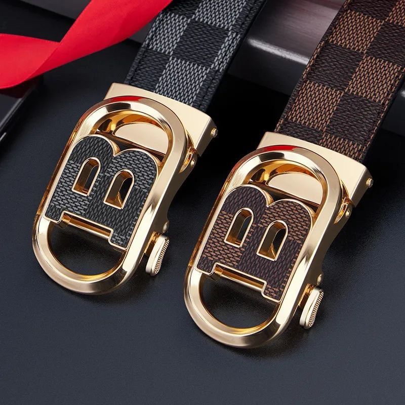 Men's Letter B Automatic Buckle Belt with Simple Style