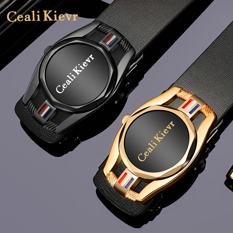 Men's Light Luxury Faux Leather Automatic Buckle Belt