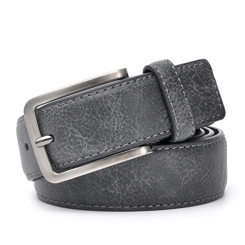 Men's Retro Casual Leather Belt with Pin Buckle Design