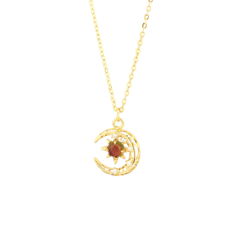 Dream Star Moon Zircon Pendant Necklace for Women