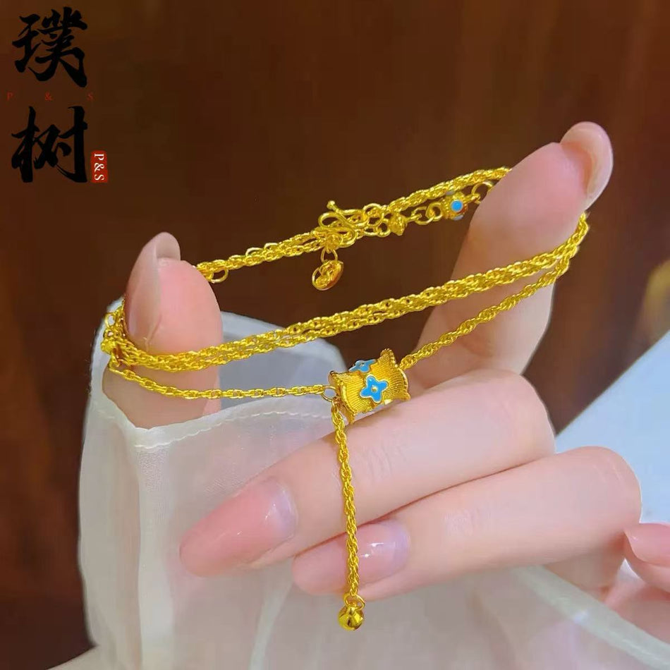 Blue and White Porcelain Lulutong Clavicle Necklace
