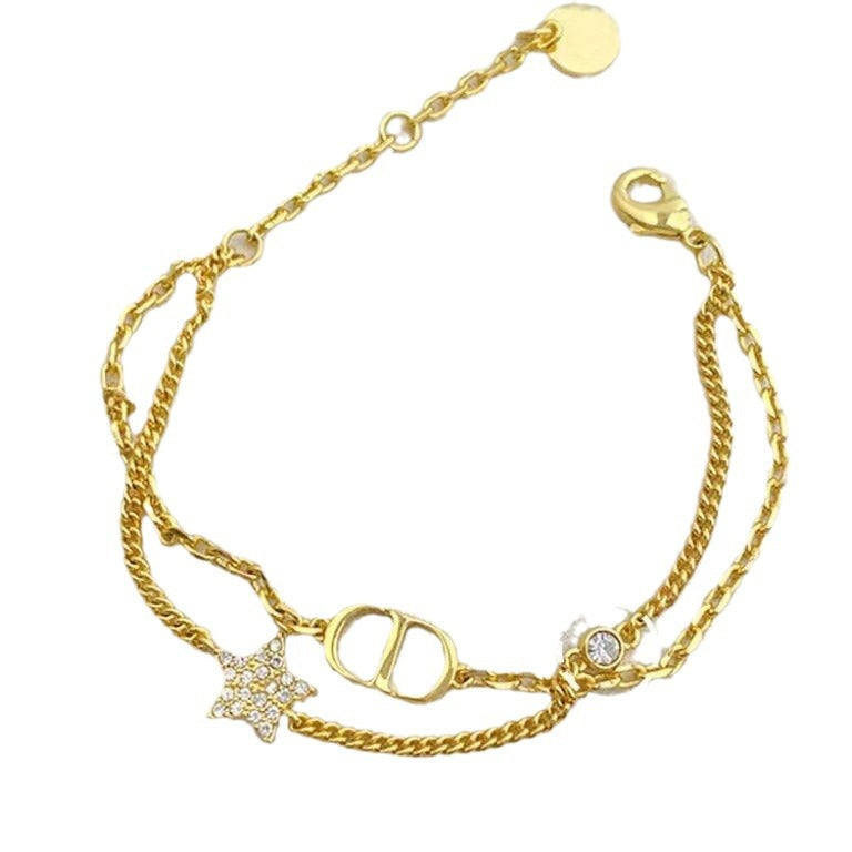 Double Layer Star Pendant Clavicle Necklace for Women